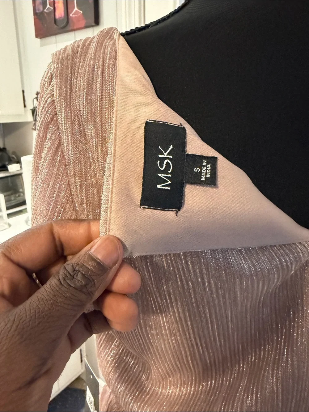 MSK Shimmery Blush Pink Tiered Ruffle Dress